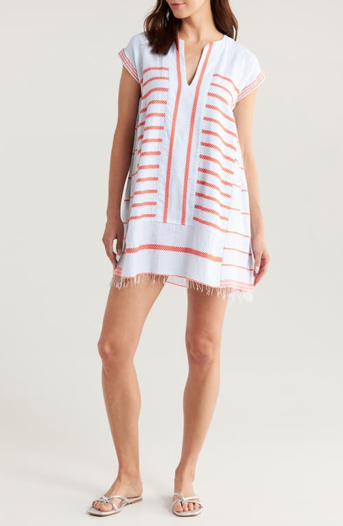 Shop Lemlem Elina Mixed Stripe Cotton Blend Caftan In Tiki Skypop