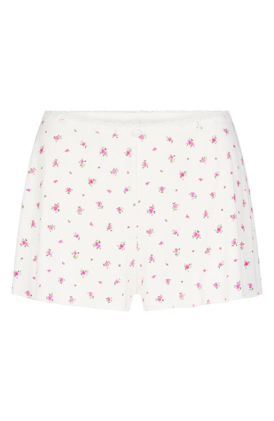 Shop Skims Soft Lounge Lace Shorts In Neon Orchid Rose Print