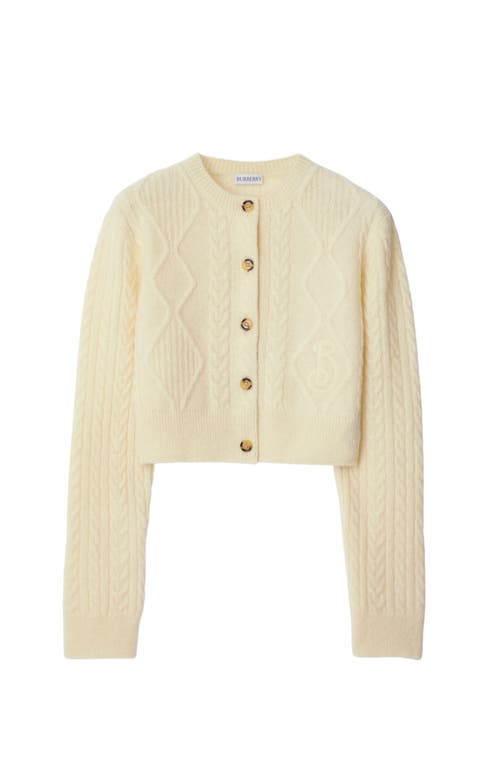 Burberry Wool-alpaca Cropped Aran Cardigan In Snow