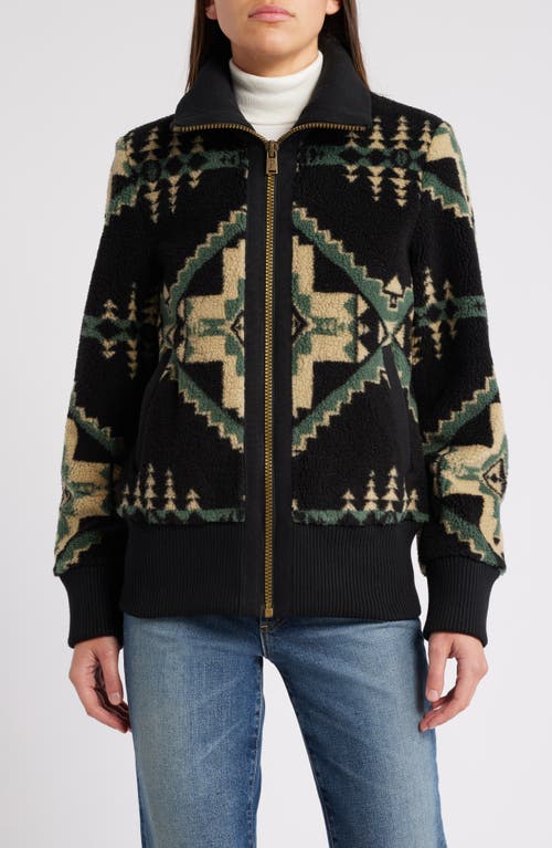 Shop Pendleton Foxglove Range Fleece Bomber Jacket In Four Corners Hunter