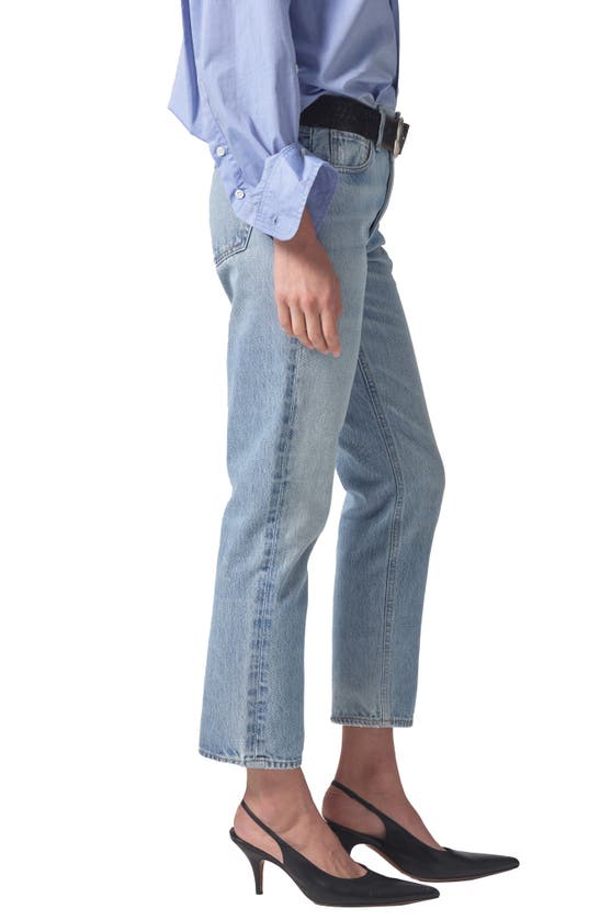 Shop Citizens Of Humanity Isla High Waist Organic Cotton Ankle Straight Leg Jeans In Spector