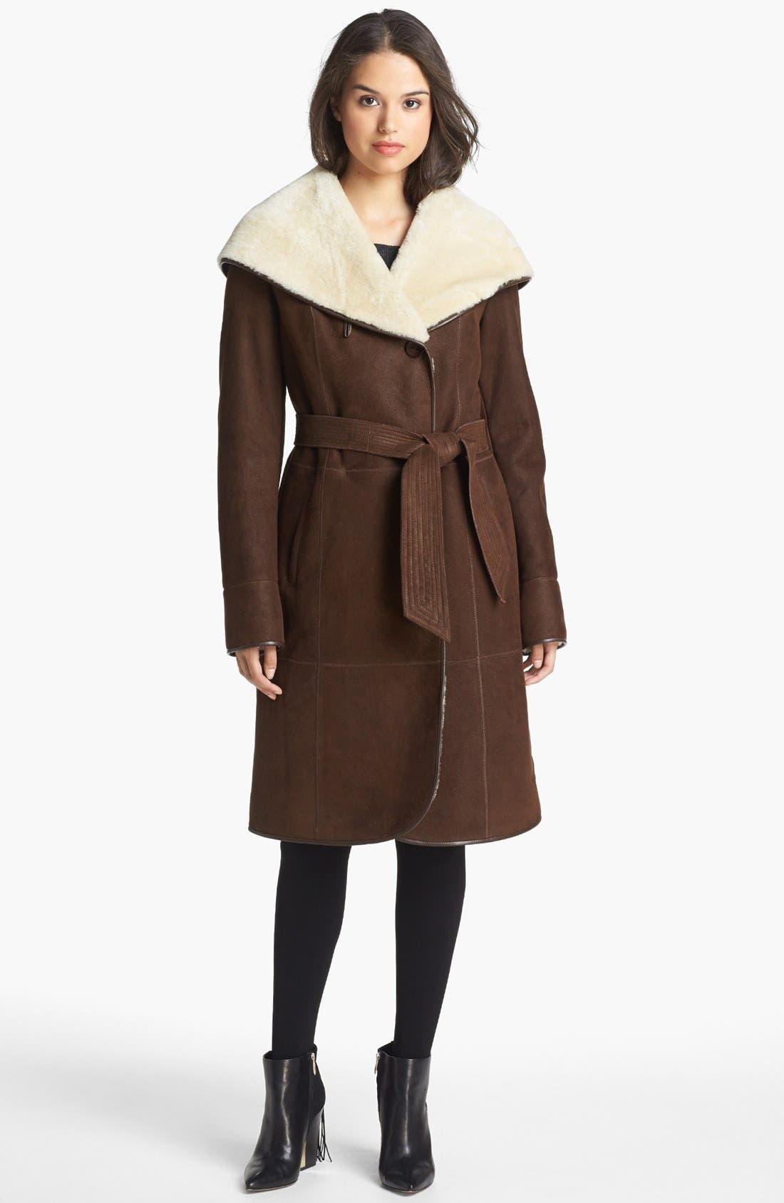 Autunno Genuine Shearling Hooded Long Coat Nordstrom