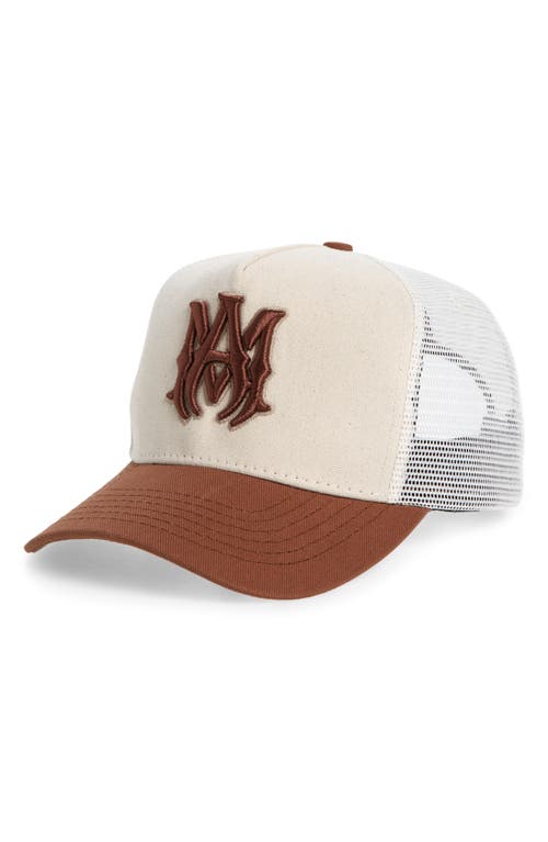 Monogram Cotton Trucker Hat in Natural Cinnamon