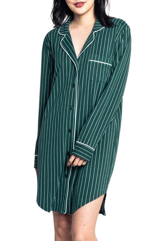 Petite Plume Stripe Pima Cotton Nightshirt in Green at Nordstrom, Size X-Small