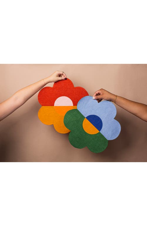 Misette Set Of 4 Patchwork Linen Placemats In Floral Group - Green/blue