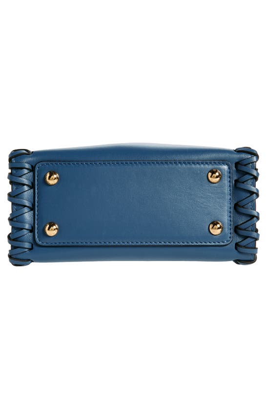 Shop Etro Small Vela Whipstitch Leather Shoulder Bag In Blue