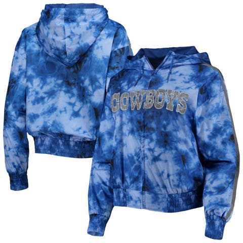 DALLAS COWBOYS GIRLS TIE DYE RAINBOW FULL ZIP HOODIE