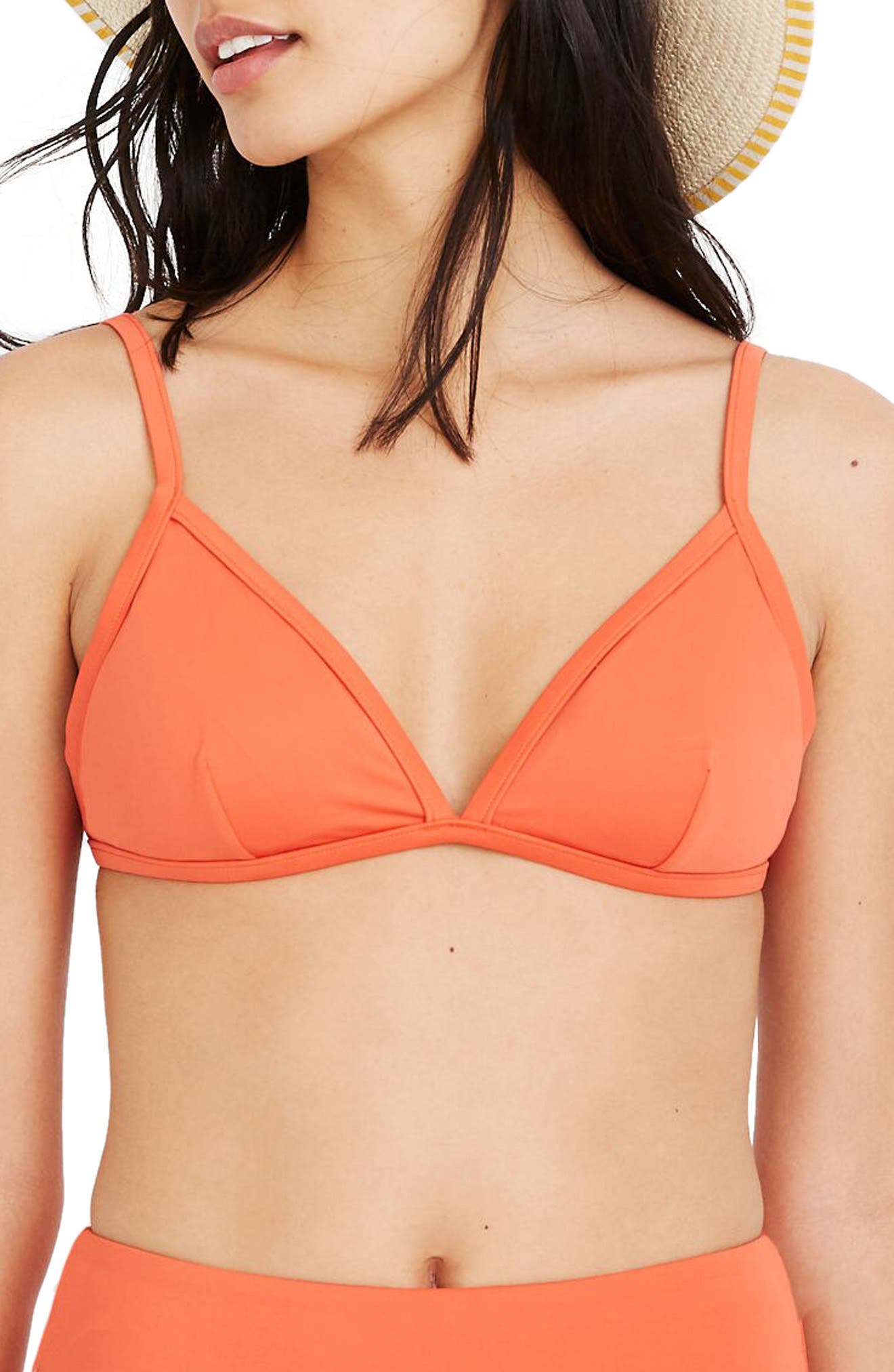 Madewell Second Wave Bralette Bikini Top, Orange