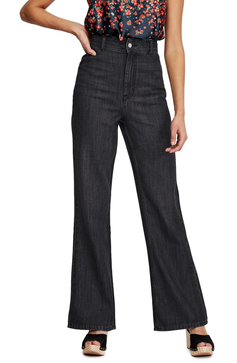 FREE PEOPLE Mindy Flare Jeans, Main, color, BLACK