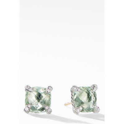 David Yurman Chatelaine Prasiolite Stud Earrings With Diamonds