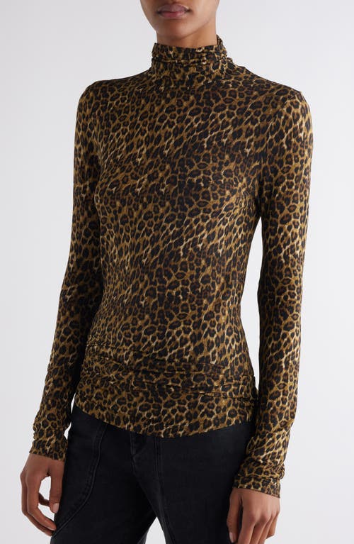 Shop Isabel Marant Joyela Leopard Print Stretch Jersey Turtleneck Top