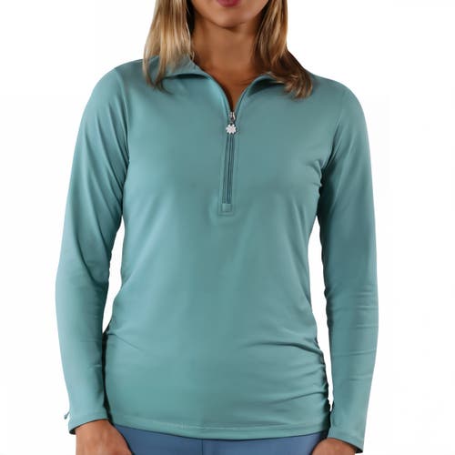 Shop Uv Skinz Long Sleeve Half Zip Ruched Sun Shirt In River