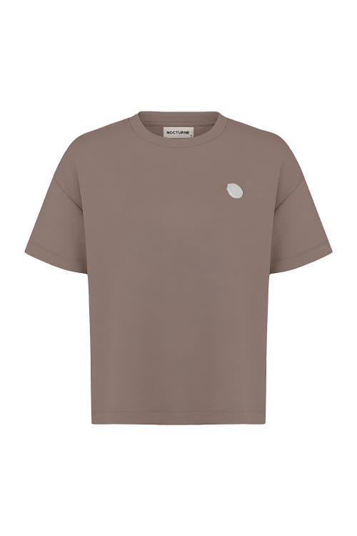 Shop Nocturne Logo Designed Basic T-shirt In Dark Beige