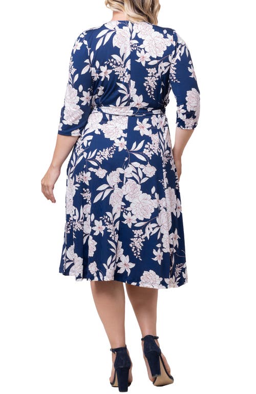 Kiyonna Signature A-line Wrap Dress In Lily And Peony Print