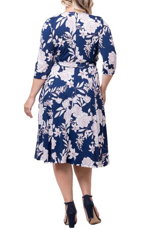 Shop Kiyonna Signature A-line Wrap Dress In Lily And Peony Print