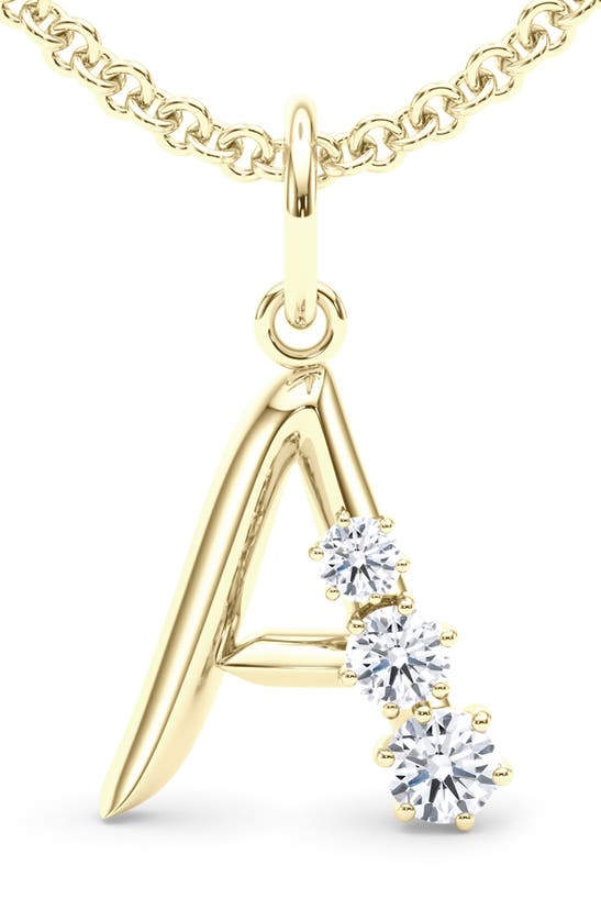 Hautecarat Graduated Lab-created Diamond Initial Letter Pendant Necklace In A - 18k Yellow Gold