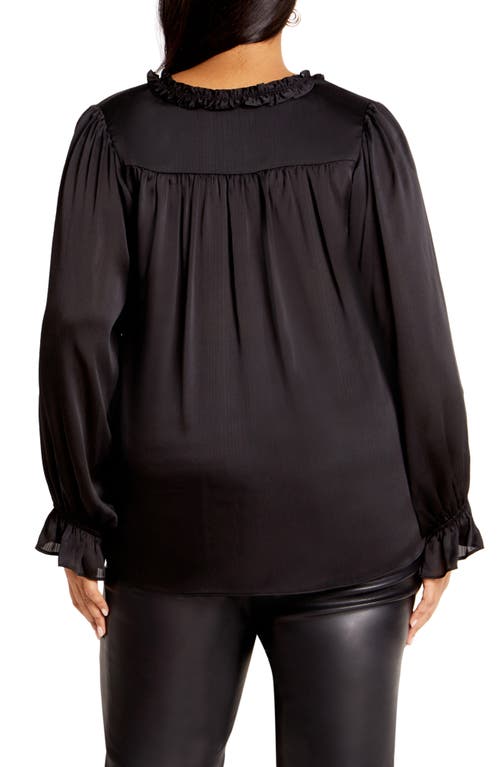 CITY CHIC CITY CHIC MAIA RUFFLE FLUTED SLEEVE SATIN TOP 