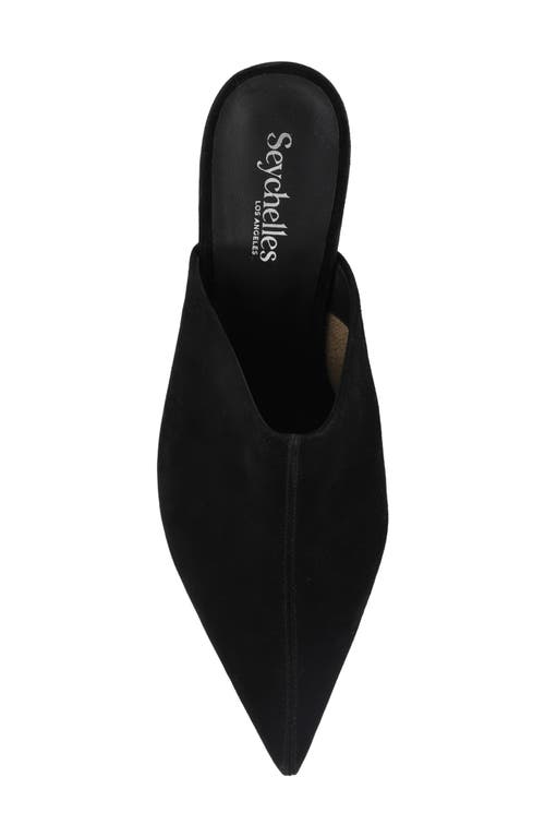 Seychelles Obsession Pointed Toe Kitten Heel Mule In Black Suede