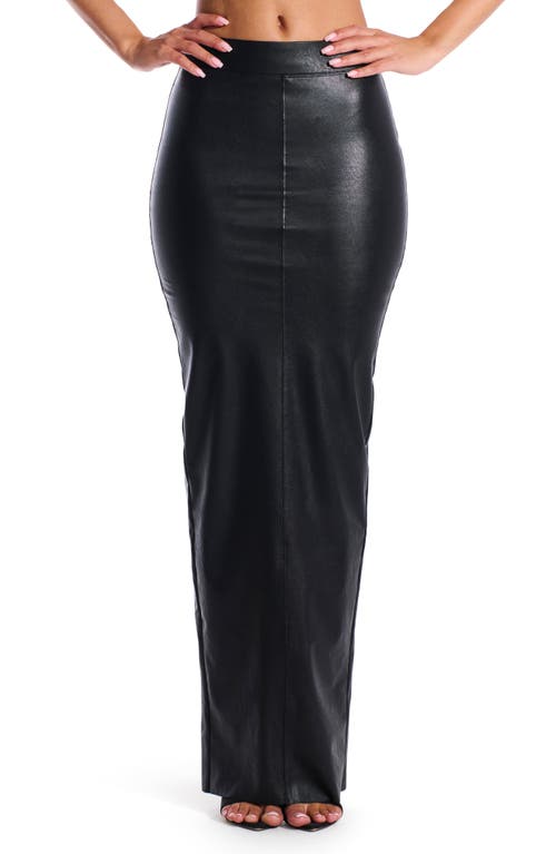 The Faux Leather Life Midi Skirt in Black