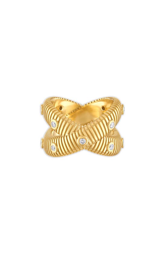 Pamela Zamore Clio Diamond Crossover Band Ring In Gold