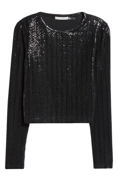 Shop Alice And Olivia Alice + Olivia Delaina Sequin Embellished Crop Top In Black