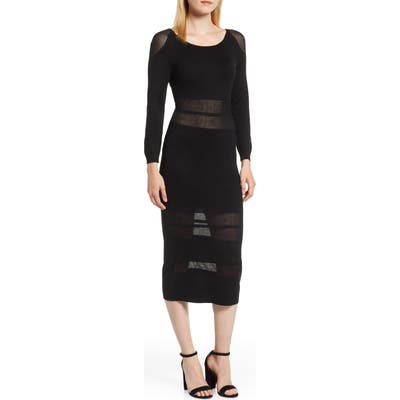 Sentimental Ny Illusion Stripe Midi Dress, Black