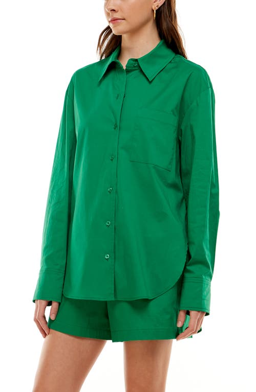 WAYF Nova Stretch Cotton Button-Up Shirt in Kelly Green