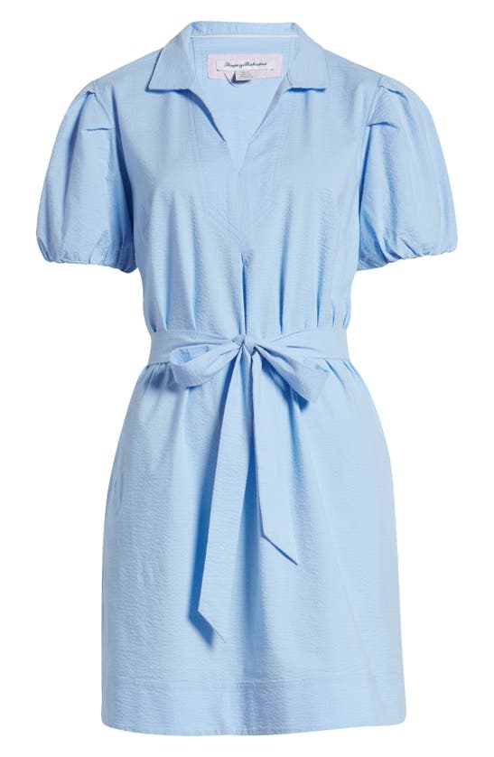 Shop Tommy Bahama Nova Wave Puff Sleeve Tie Belt Shirtdress In Light Sky