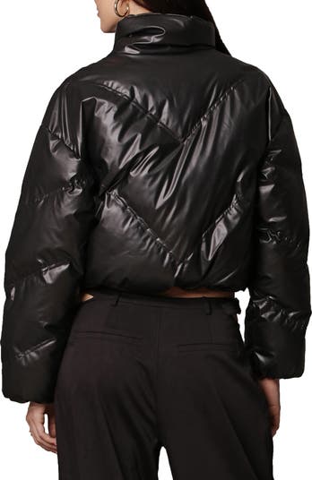 avec Les Filles Water Resistant Crop Puffer Jacket Black