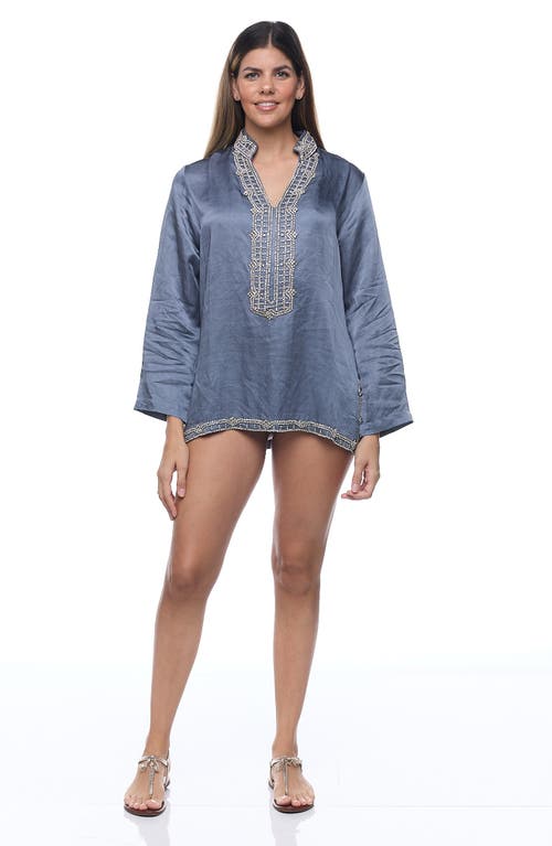 Ranee's Ranees Embellished Long Sleeve Tunic In Gray
