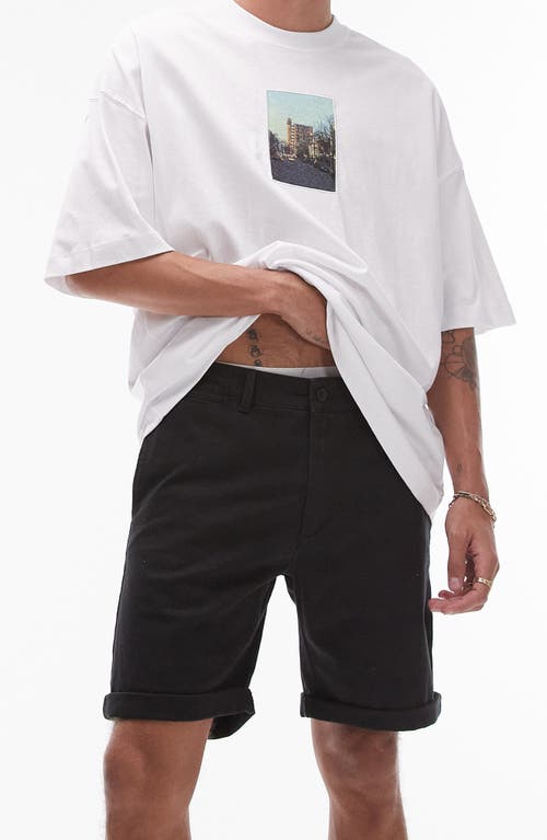 Shop Topman Skinny Chino Shorts In Black