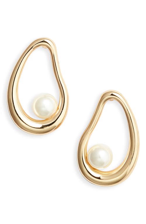 Shop Nordstrom Faux Pearl Teardrop Earrings In White- Gold