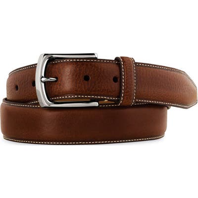 Johnston & Murphy Calfskin Leather Belt, Dark Brown