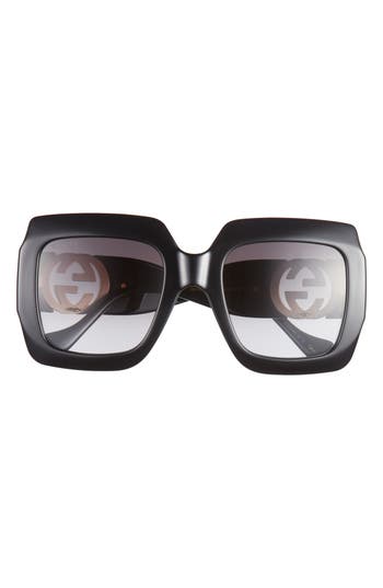 Gucci 54mm Square Sunglasses In Black Black Grey