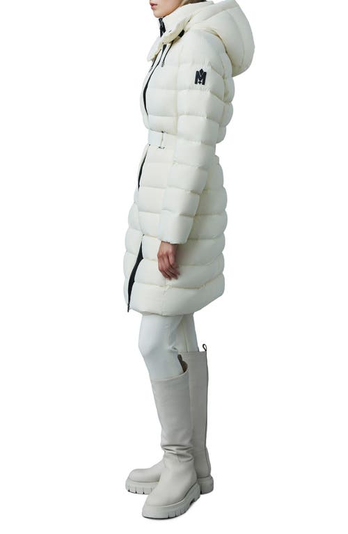 Mackage Ashley Down Puffer Coat With Velcro Belt In Cream