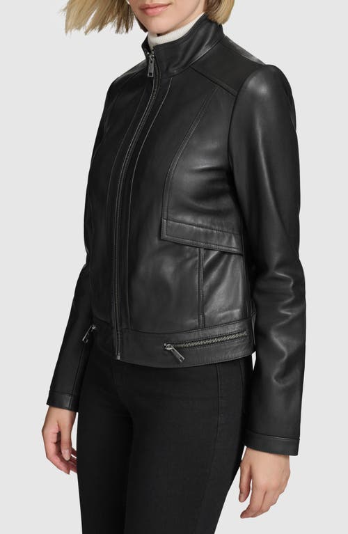 Andrew Marc Rowan Leather Coat In Black