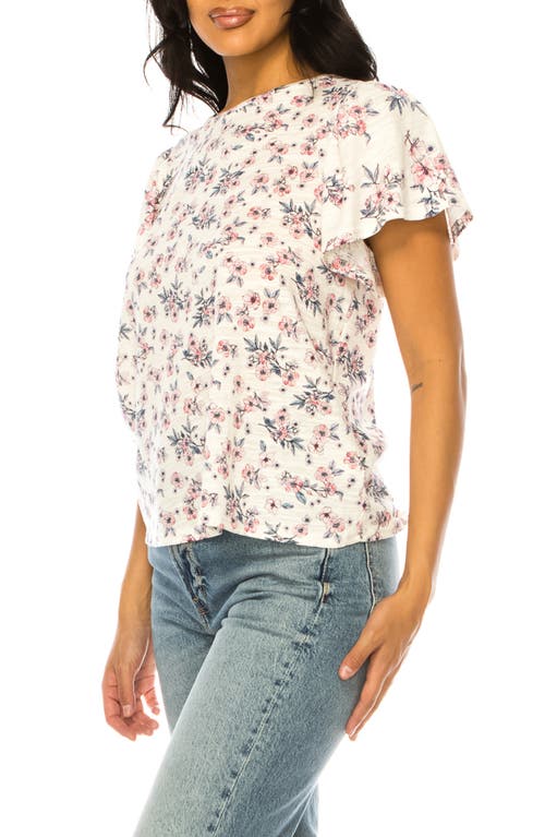 Shop A Collective Story Floral Flutter Sleeve T-shirt In Blue Indigo