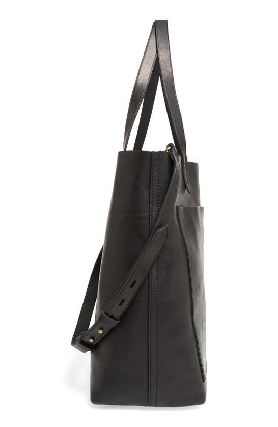 Madewell Medium Leather Transport Tote In True Black