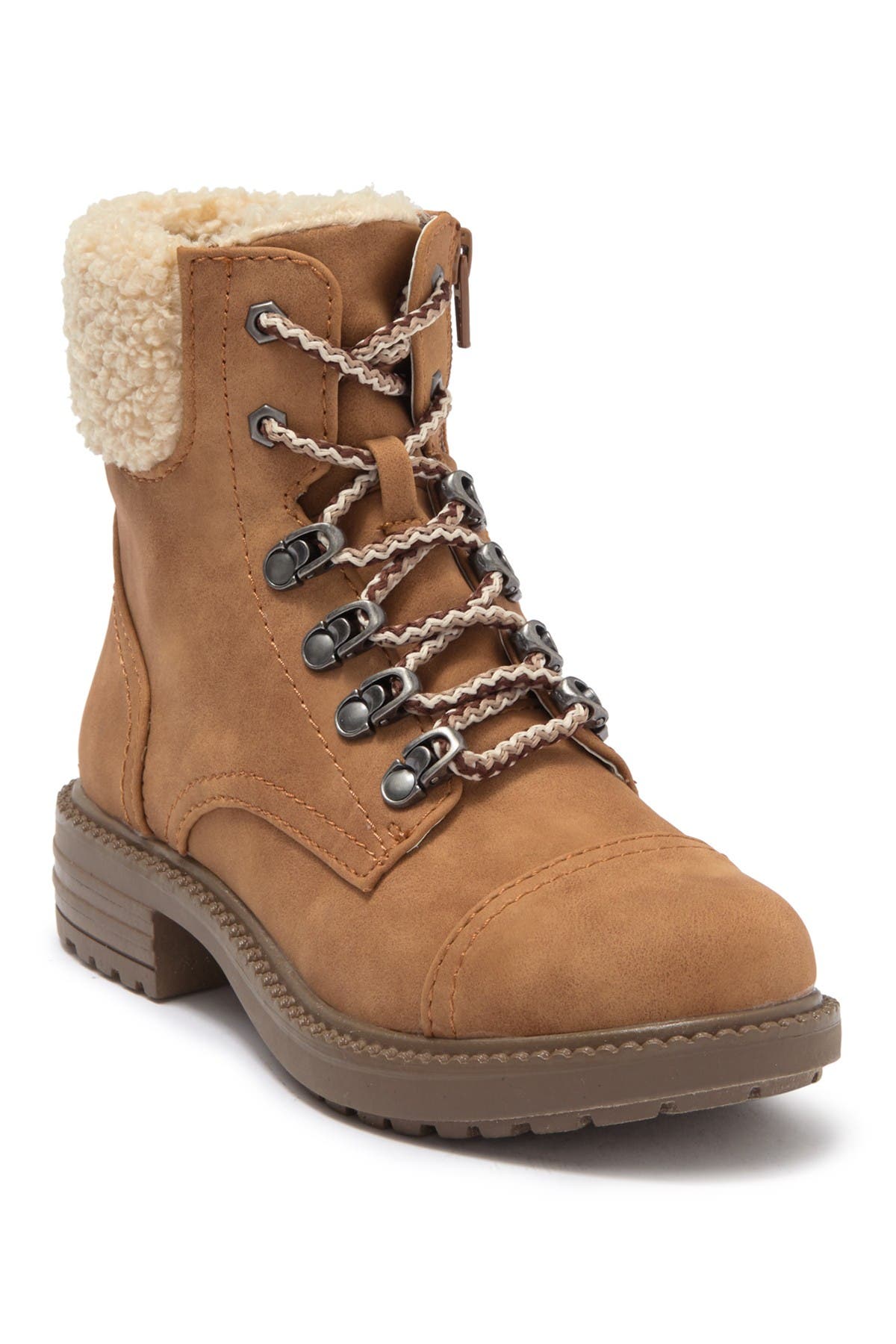 Report Faux Shearling Block Heel Combat Boot Nordstrom Rack