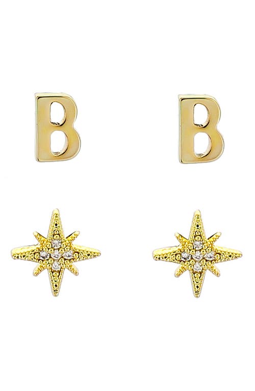 Panacea Initial Starburst Set of 2 Stud Earrings in Gold-B at Nordstrom