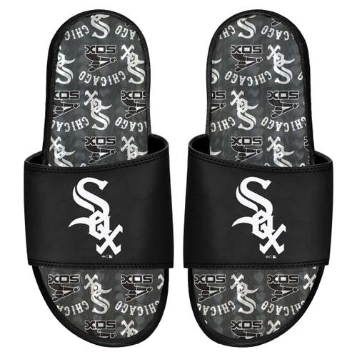 ISLIDE Chicago White Sox Team Pattern Gel Slide Sandals in Black