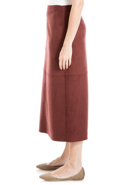 Max Studio Faux Suede A-line Midi Skirt In Chestnut