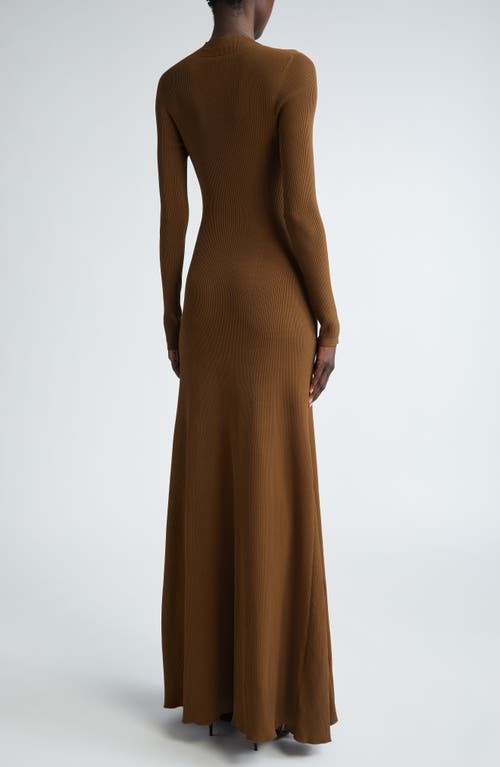 Shop Brandon Maxwell The Vanessa Long Sleeve Rib Sweater Dress In Desert Palm