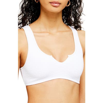 Topshop Crinkle Notch Bikini Top, US (fits like 2-4) - White
