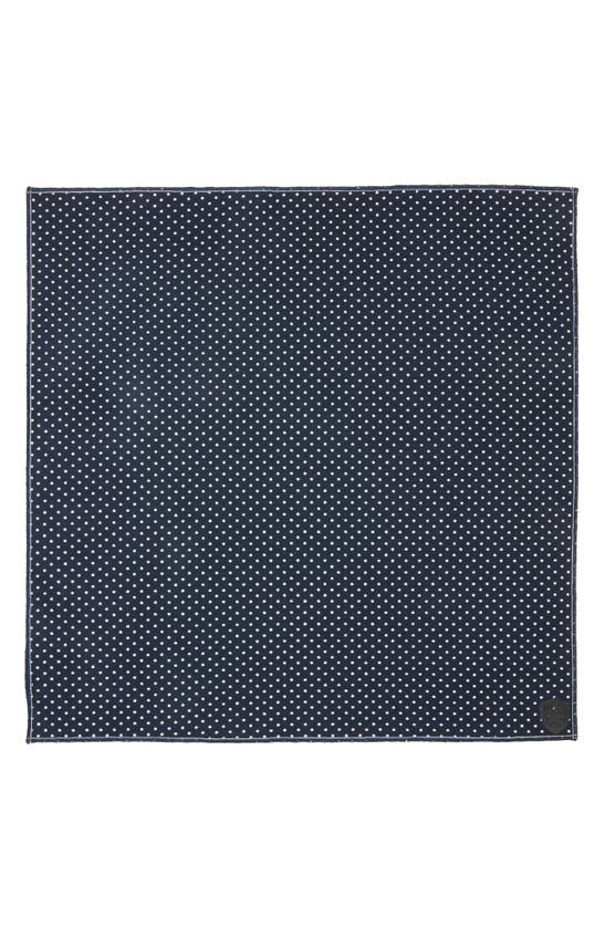 Clifton Wilson Polka Dot Cotton Pocket Square In Navy