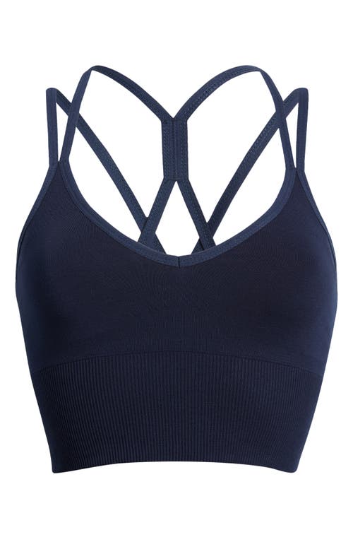 Shop Zella Rhythm Seamless Sports Bra In Navy Sapphire