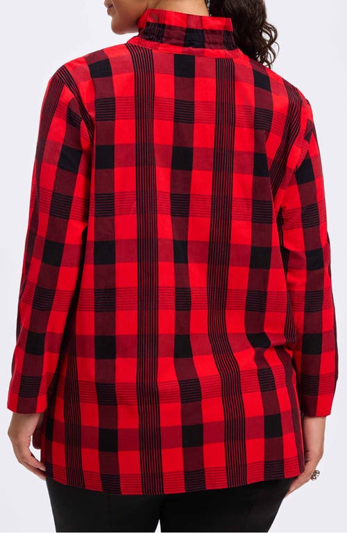 Shop Foxcroft Carolina Buffalo Check Non-iron Corduroy Button-up Shirt In Red/black