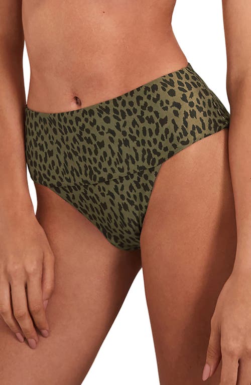 Shop Vix Swimwear Rosewood Jessica High Waist Bikini Bottoms In Olive Multi