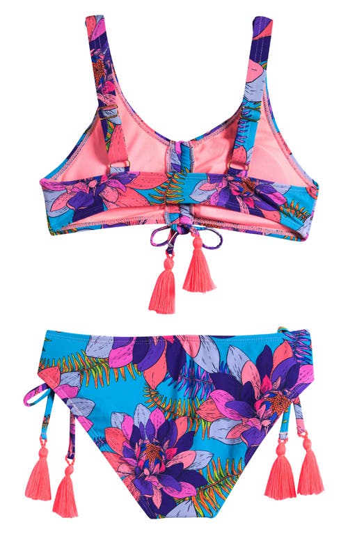 Beach Lingo Kids' Go Lotus Two-piece Swimsuit In Blue Multi