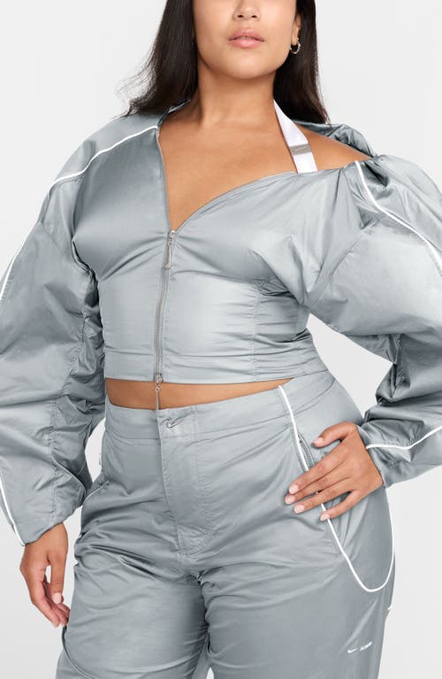 Shop Nike X Jacquemus Crop Track Jacket In Particle Grey/white